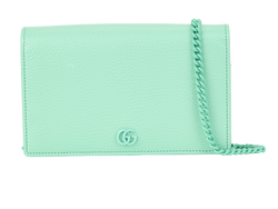 GG Marmont Wallet on Chain, Leather, Mint Green, 497985493075,DB,3*